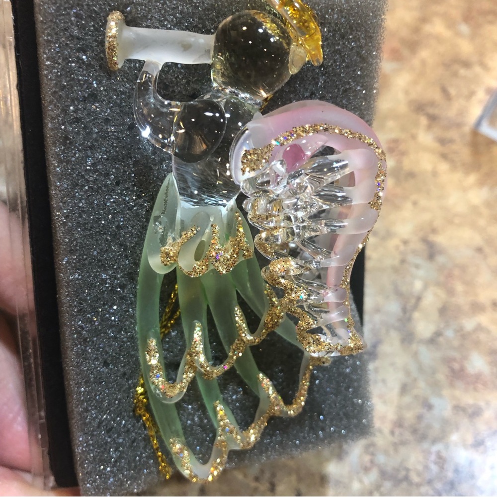 Unique Treasures Hand Made, Hand Spun Multi-Color Glass Angel Ornament
